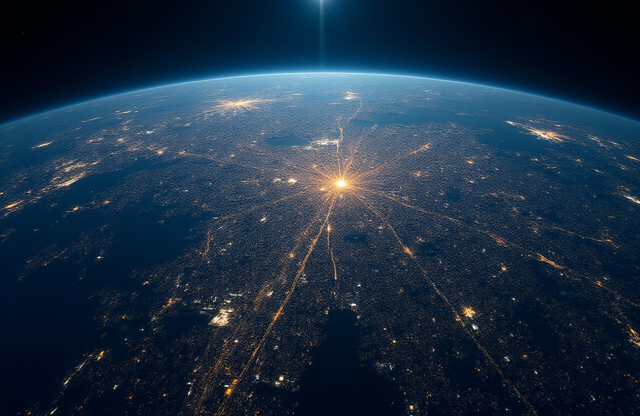 東京の夜景の衛星画像